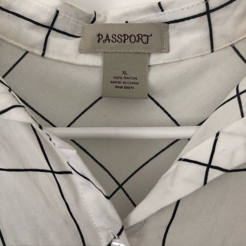 Passport Windowpane Button Up Blouse Top - image 2